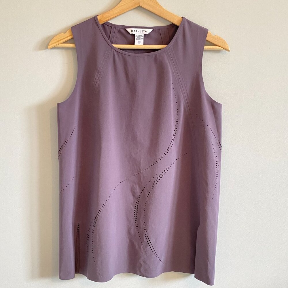 Athleta Violet Purple Tank Top with Cutout, Side Slits, Activewear, Workout, Gym